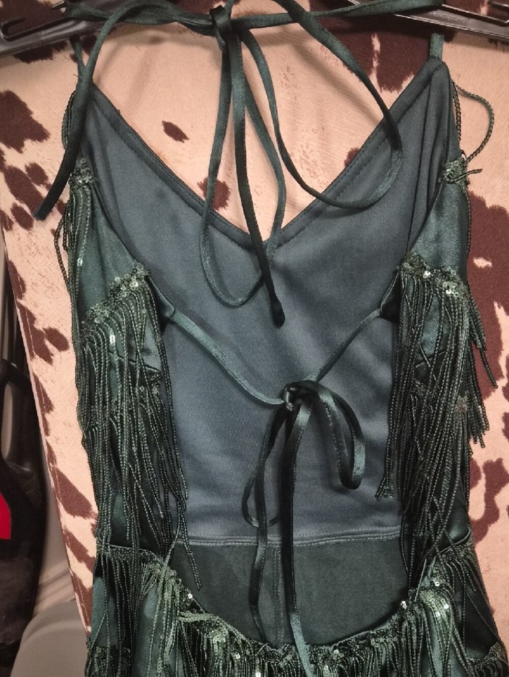 ππBackless Emerald Green Fringe Romperππ - Picture 3 of 4